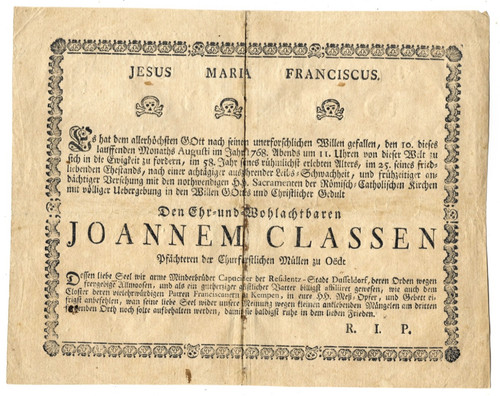 Xxl totenzettel joannem - totenzettel,