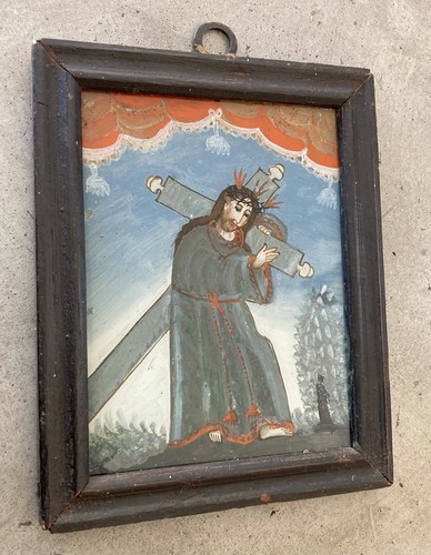 Altes hinterglasbild mit alter - altes,