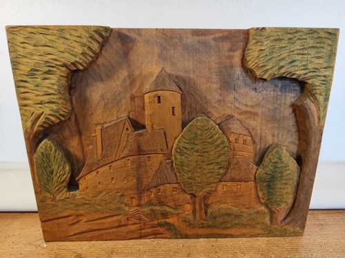 Holzbild halbrelief burg - holzbild,